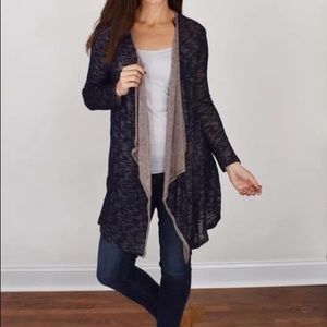 Navy and tan women’s cardigan